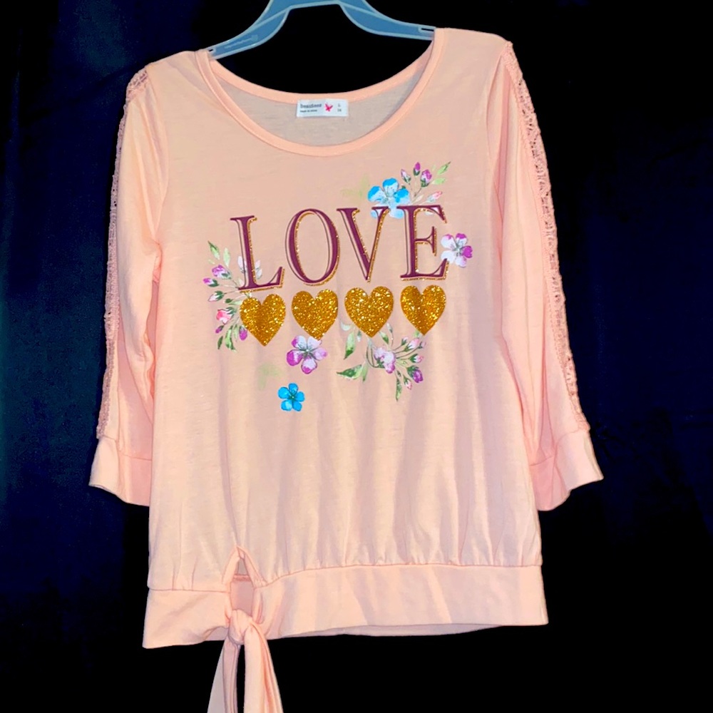 Girls size L 14 pink/melon color blouse